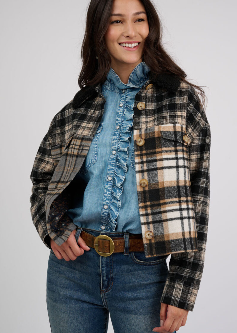 PATCHED PLAID JACKET