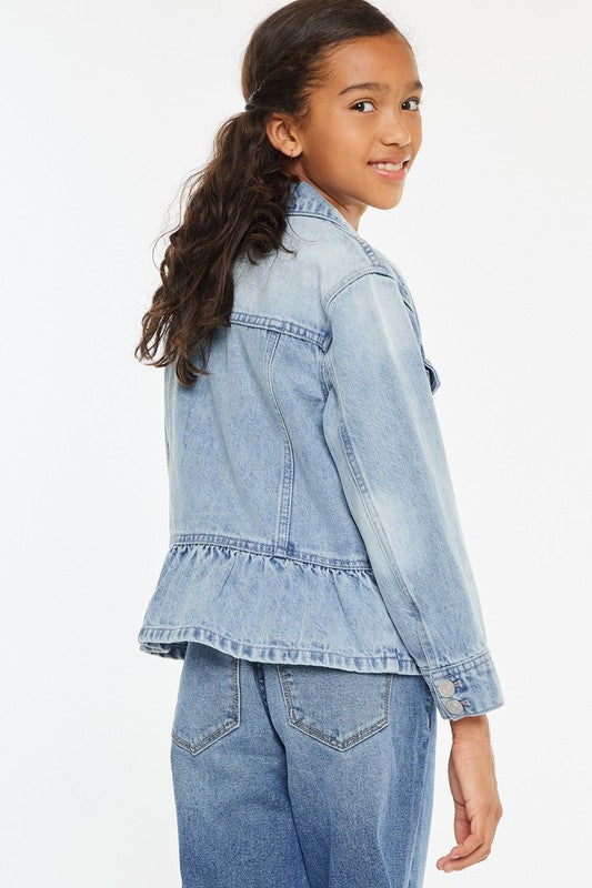 YOUTH CLASSIC FIT PEPLUM DENIM JACKET