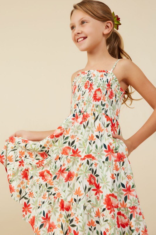 Smocked Spaghetti Strap Floral Dress