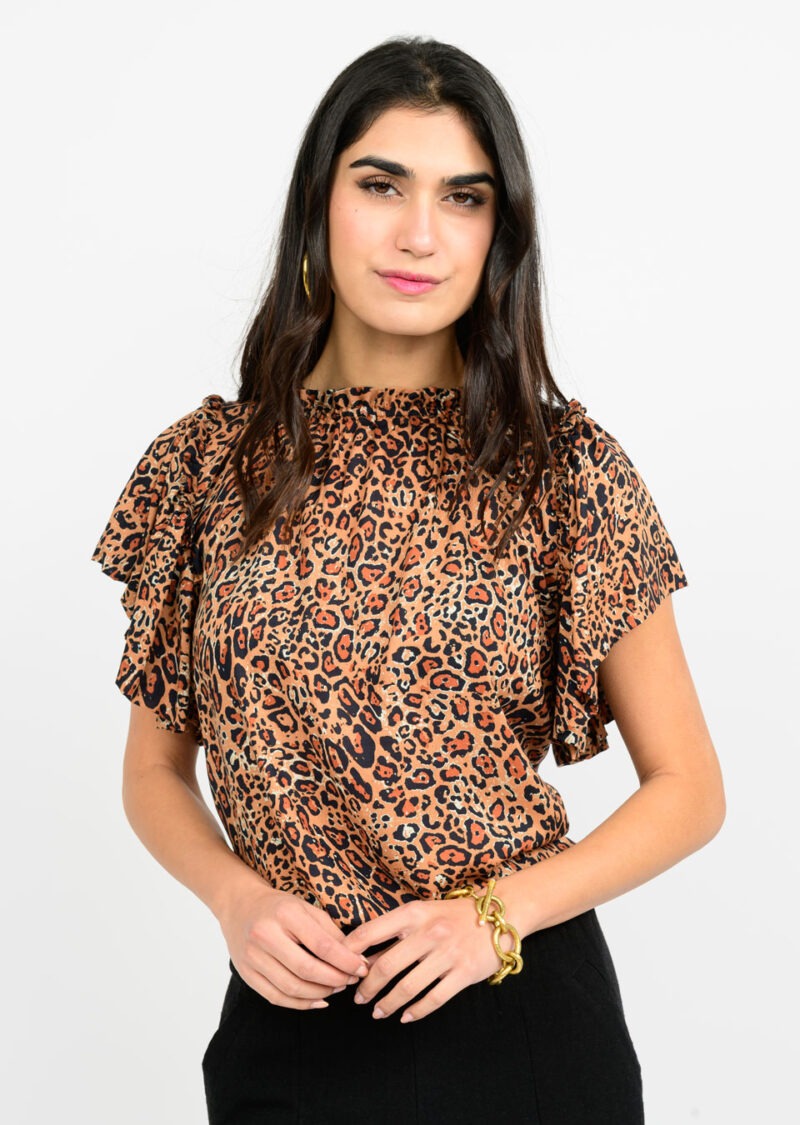 LEOPARD FLOUNCE TOP