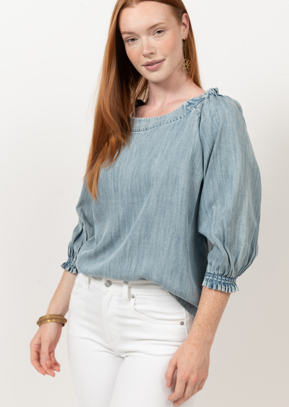TUCK DENIM TOP