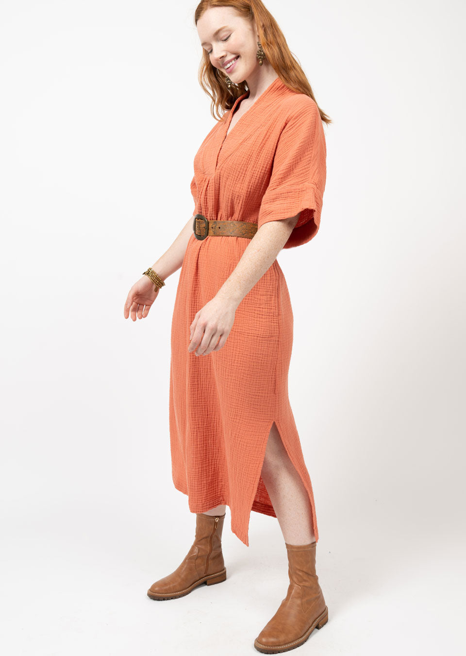 GAUZE MIDI DRESS