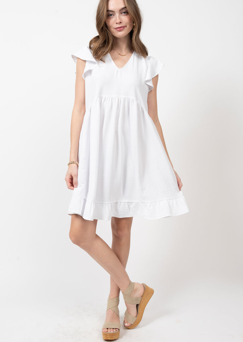 V NECK HIGH LOW DRESS