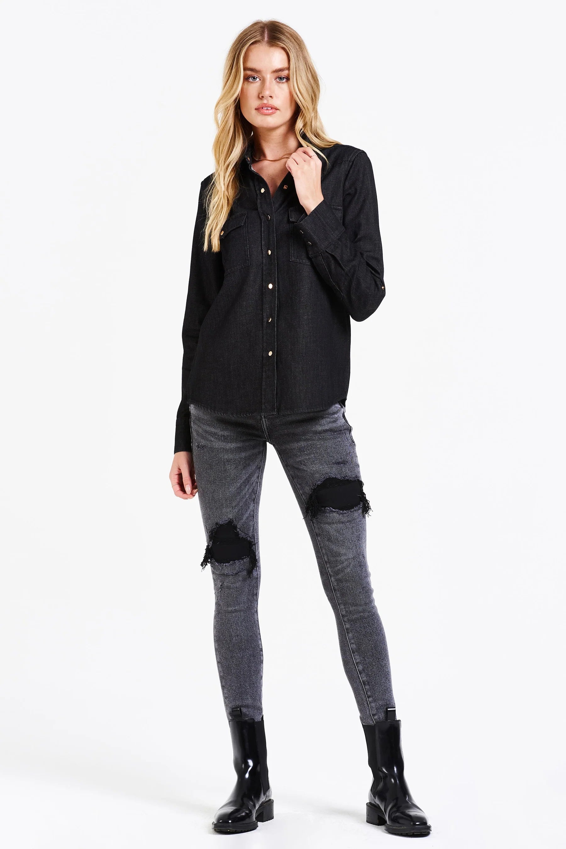 STAR WESTERN SHIRT BLACK DENIM