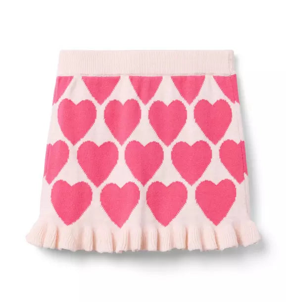 Heart Ruffle Hem Sweater Skirt