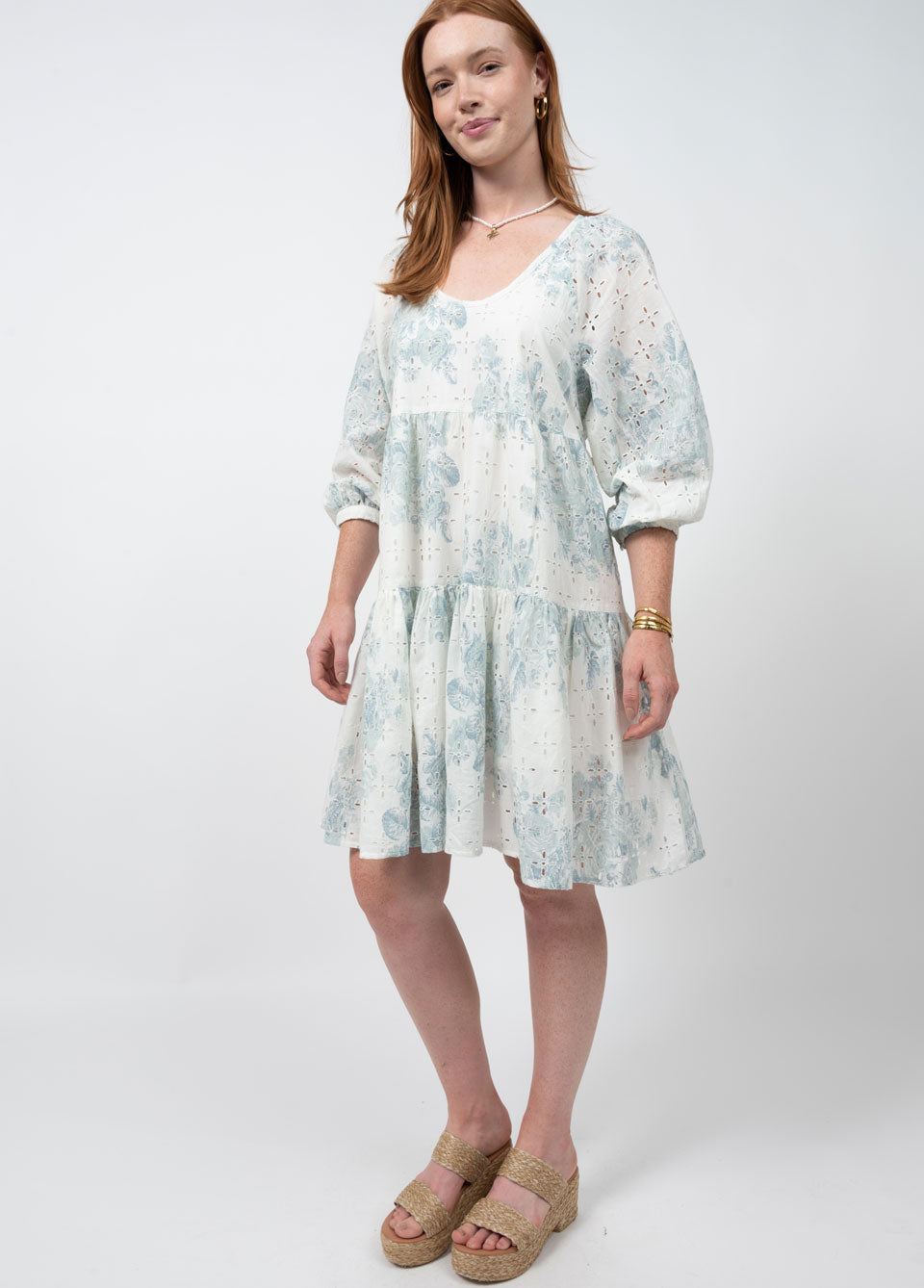 EYELET ROSES DRESS
