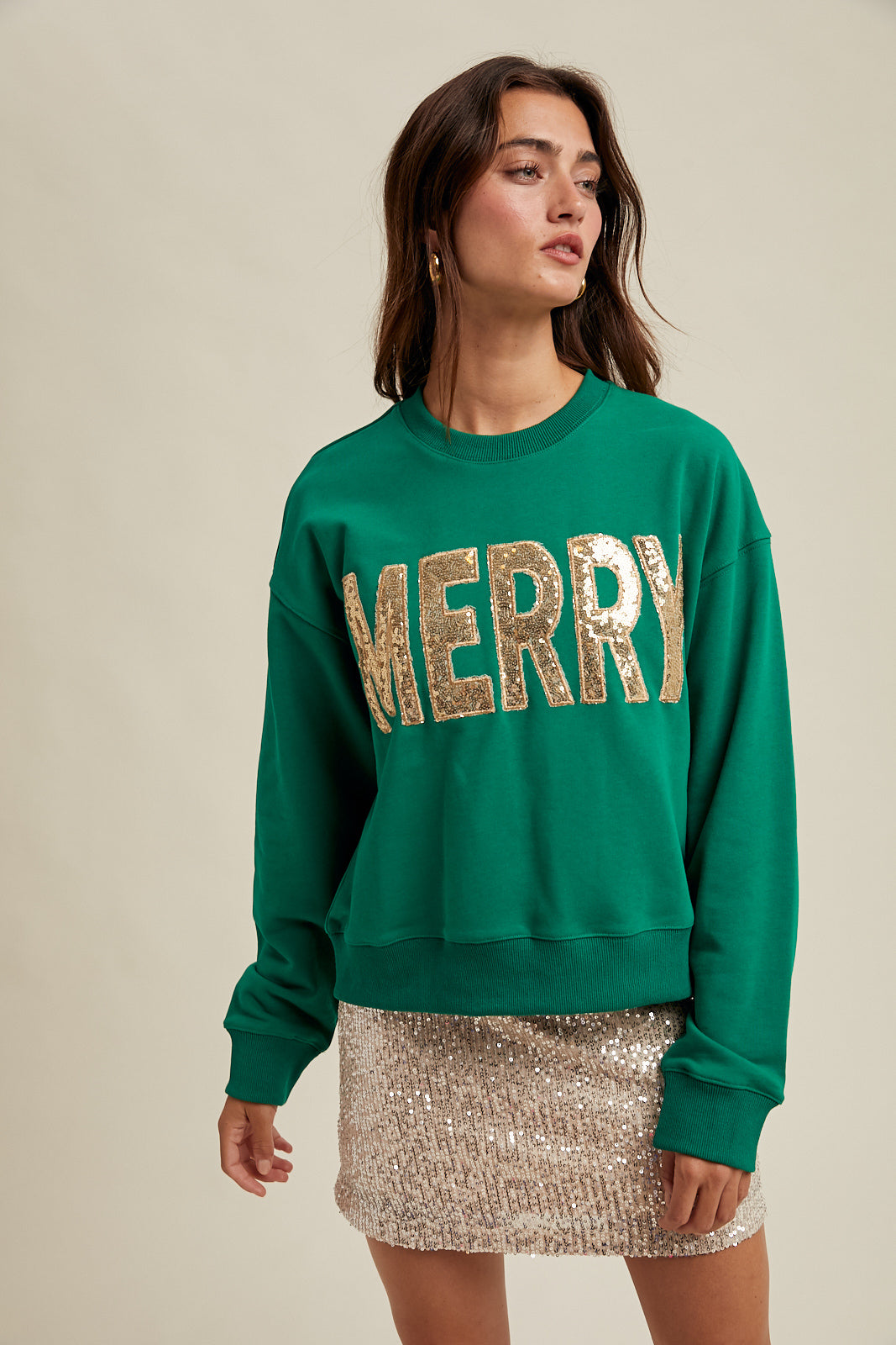 MERRY' SEQUIN SWEATSHIRT