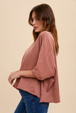 GARMENT WASHED RAW EDGE FLOWY DOLMAN TEE