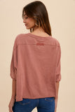 GARMENT WASHED RAW EDGE FLOWY DOLMAN TEE