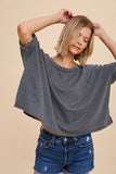 GARMENT WASHED RAW EDGE FLOWY DOLMAN TEE