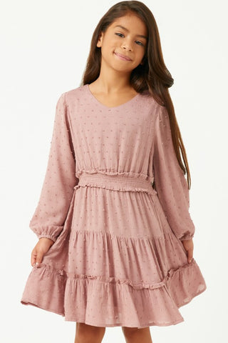 Girls Swiss Dot Smocked Waist Dress