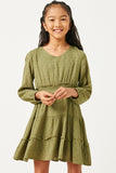 Girls Swiss Dot Smocked Waist Dress
