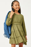 Girls Swiss Dot Smocked Waist Dress