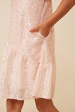 Girls Sequined Asymmetric Hem Puff