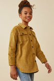Girls Contrast Paneled Corduroy Button Up Shacket