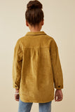 Girls Contrast Paneled Corduroy Button Up Shacket