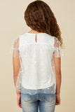 Girls Metallic Heart Foiled Mesh Top