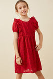 Girls Floral Lace Ruffled Dress
