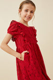 Girls Floral Lace Ruffled Dress