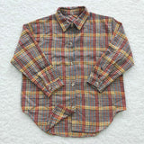 Orange plaid  kids fall button up flannel