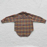 Orange plaid  kids fall button up flannel
