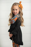 Hi-Lo Black & Floral Print 3 Piece Scarf Set