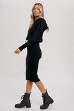 RIBBED HOODIE DRESS