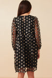Girls Sequined Floral Mesh Long Sleeve Dress
