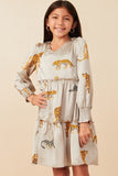 Girls Leopard Printed Smocked Dress
