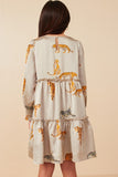 Girls Leopard Printed Smocked Dress