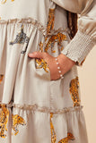 Girls Leopard Printed Smocked Dress
