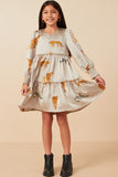 Girls Leopard Printed Smocked Dress
