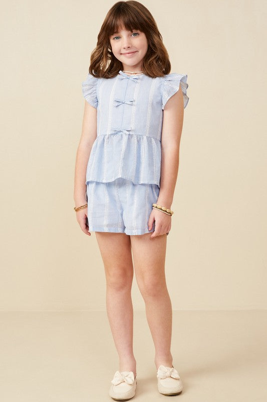 Girls Bow Detailed Crochet Lace Ruffle Tank