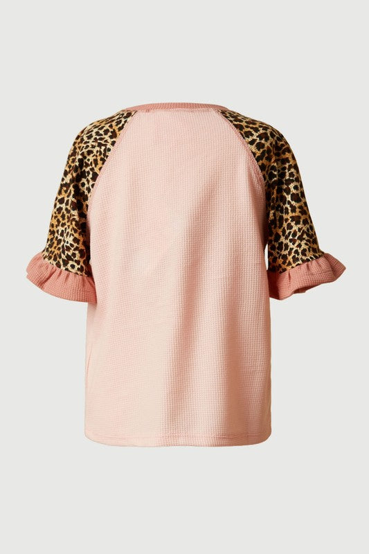 Girls Cheetah Sleeve Top