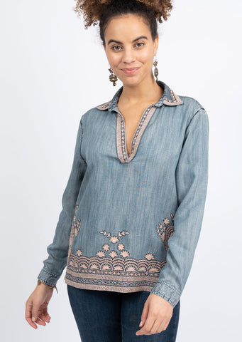 POP OVER DENIM TOP