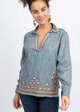 POP OVER DENIM TOP