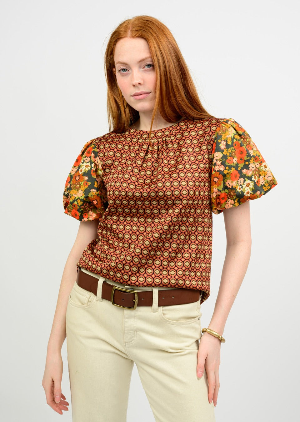 KNIT PUFF SLV TOP