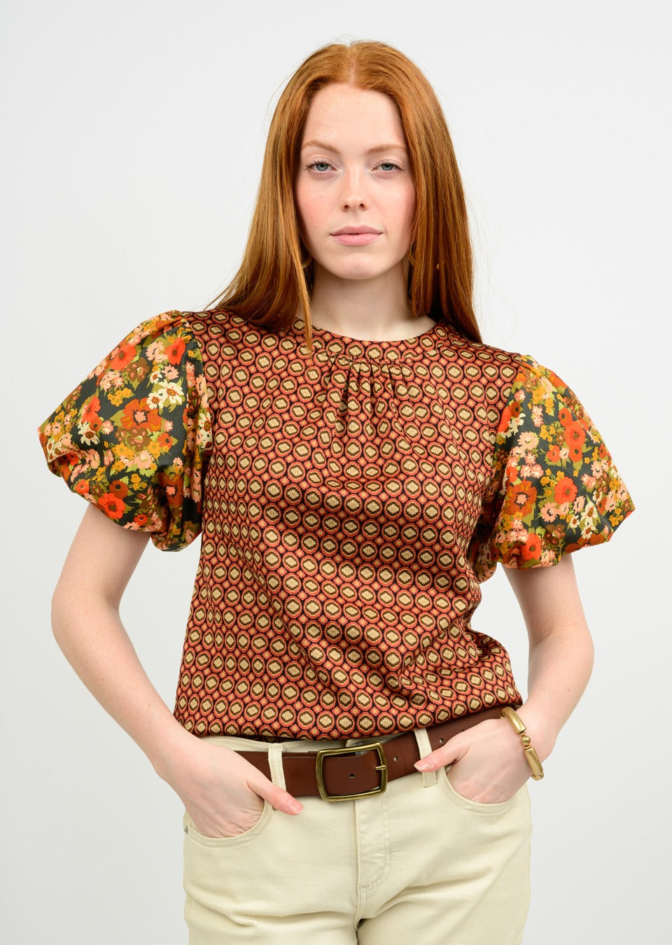 KNIT PUFF SLV TOP