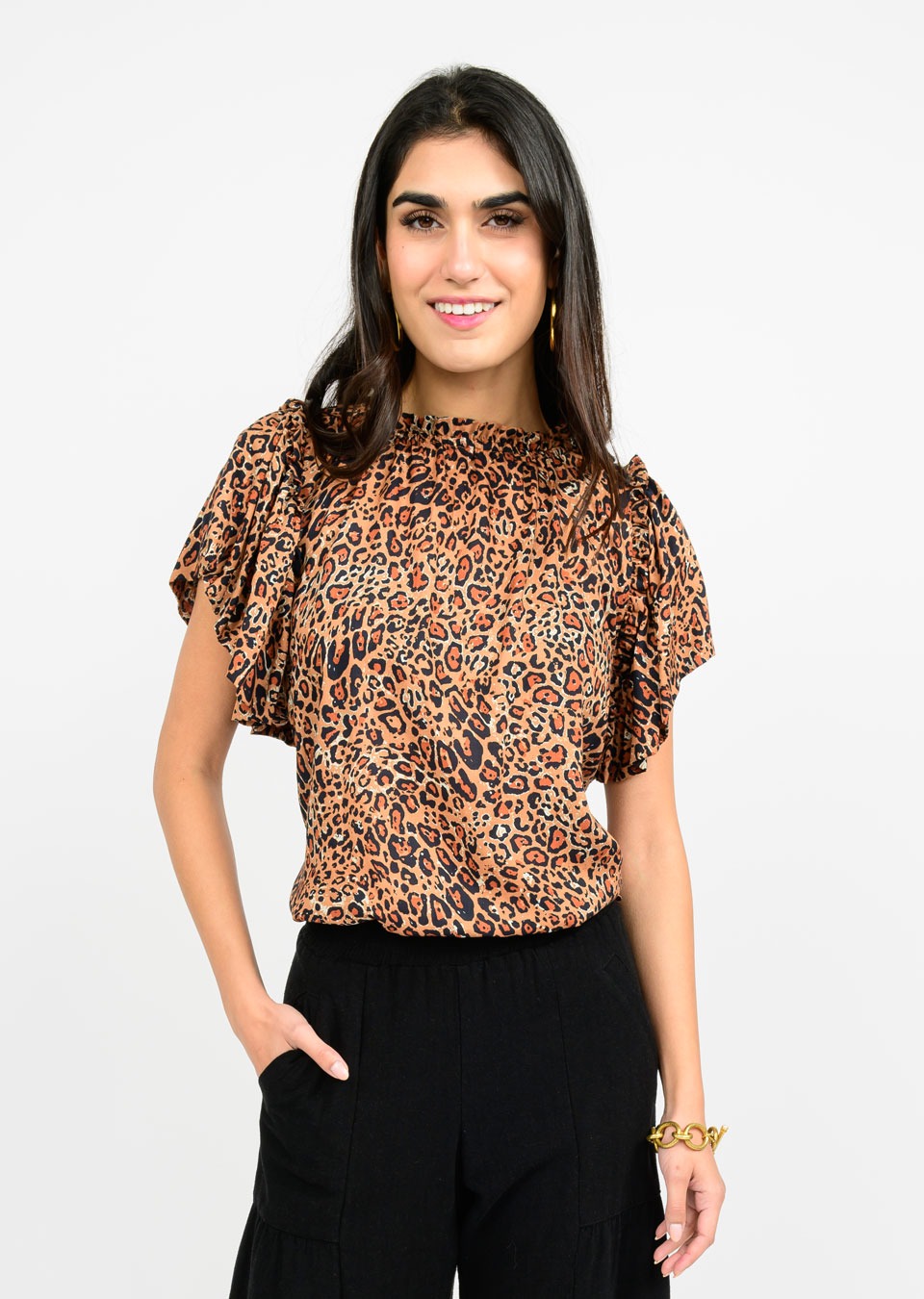 LEOPARD FLOUNCE TOP