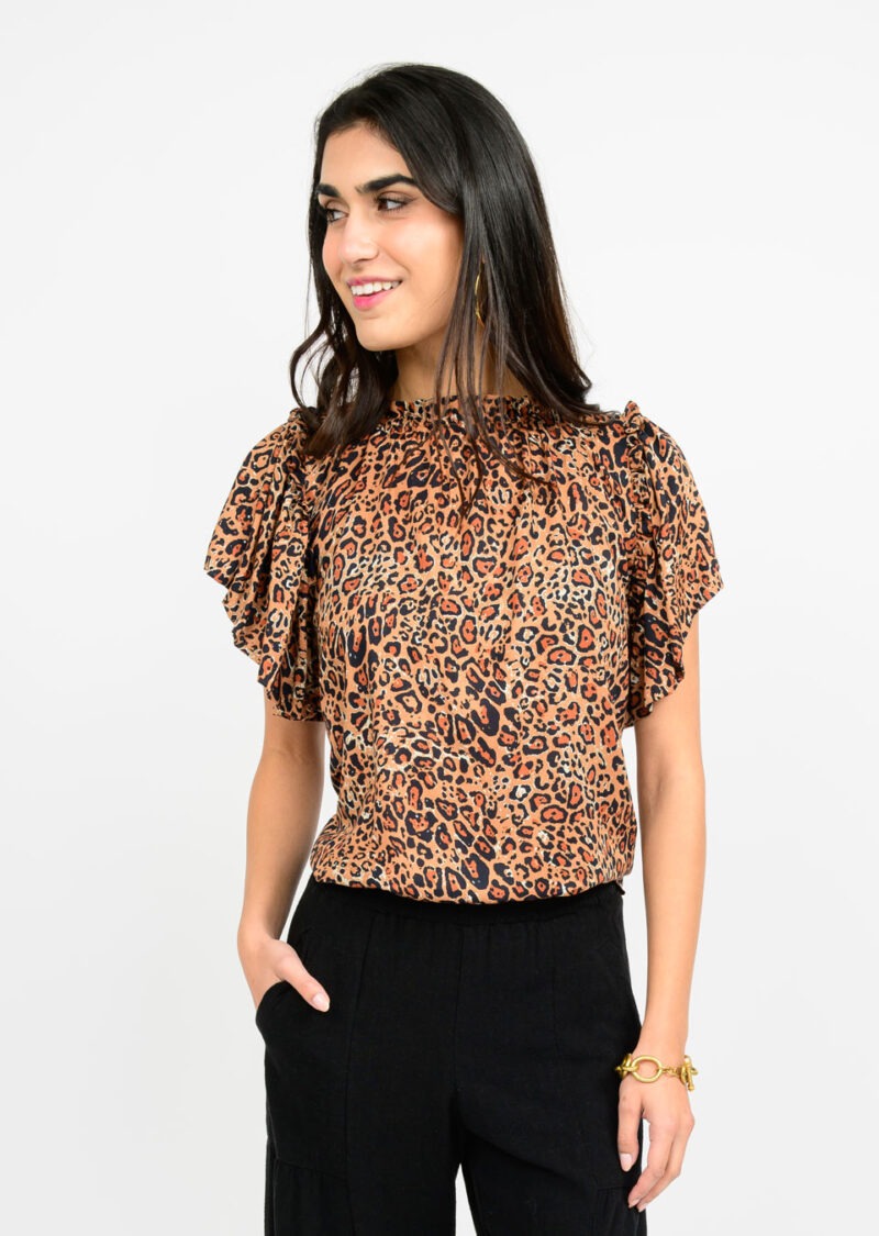 LEOPARD FLOUNCE TOP