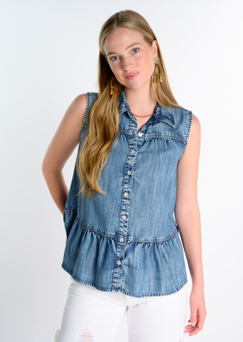 DENIM TIERED TOP