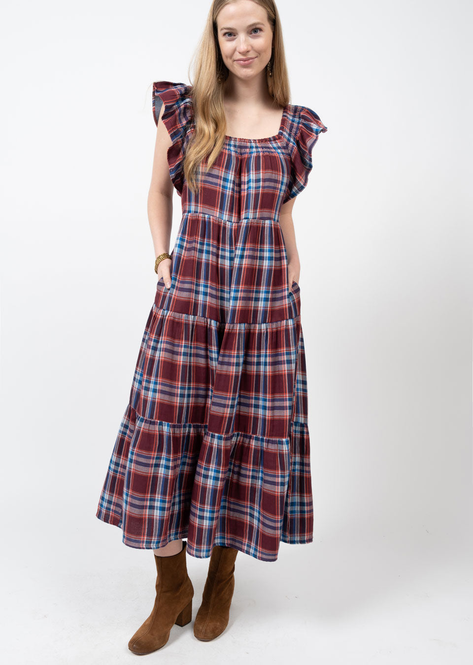 PLAID TIERED DRESS