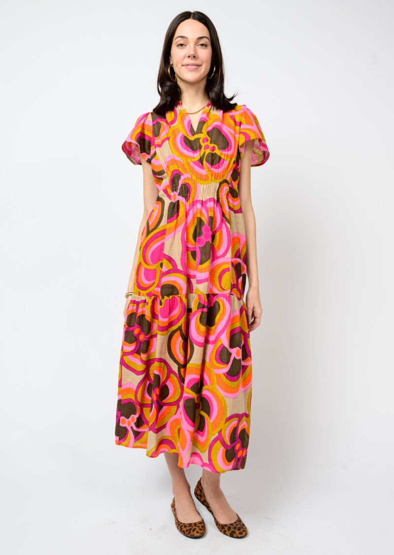 BOLD FLORAL MIDI DRESS