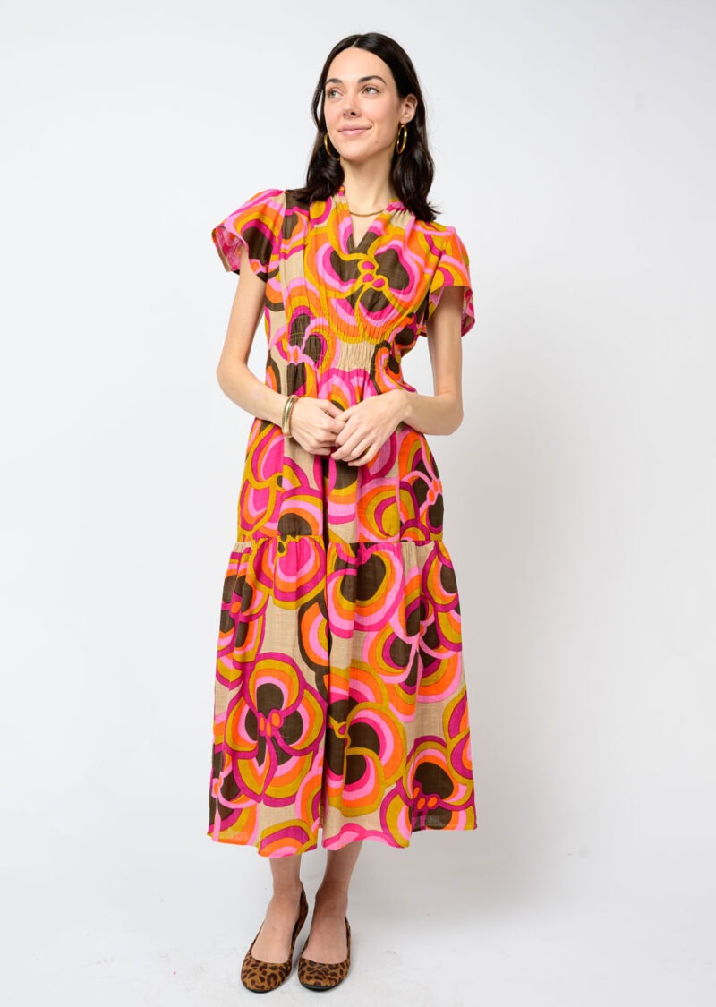 BOLD FLORAL MIDI DRESS