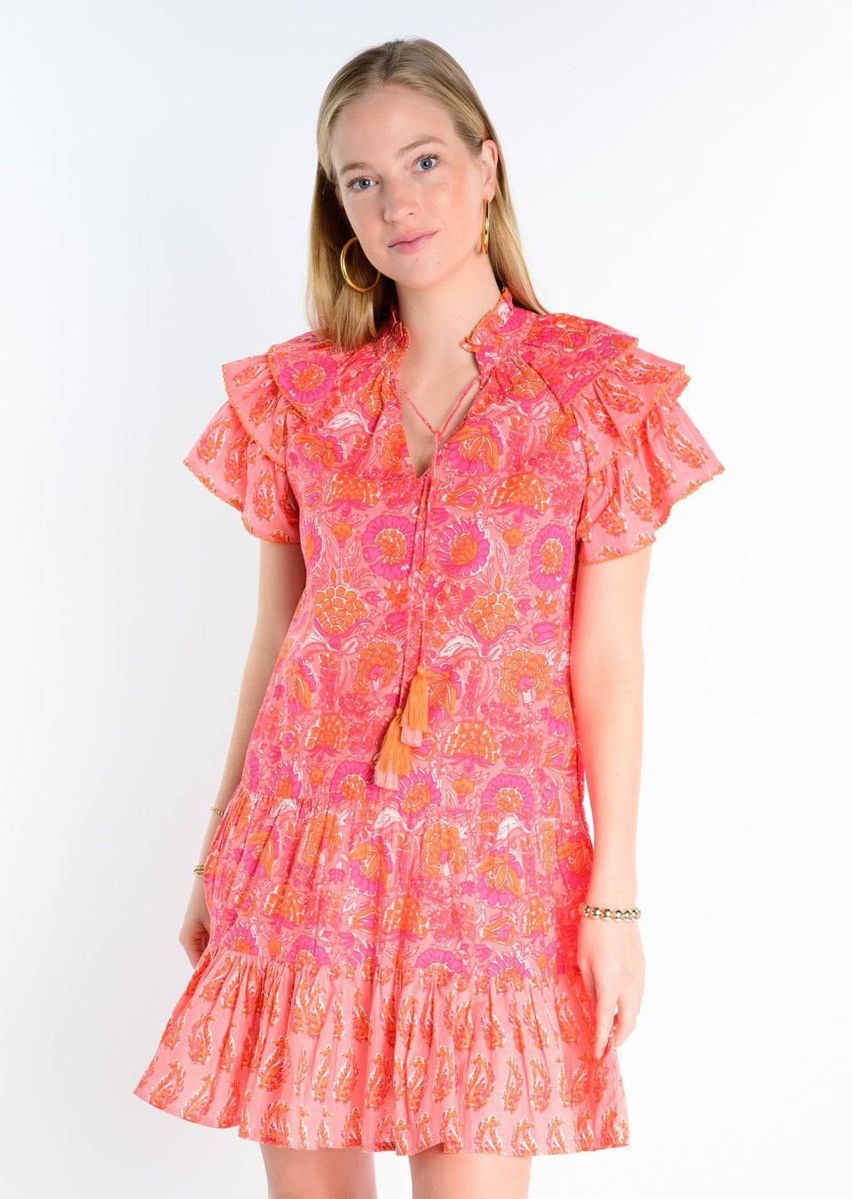 TWIN BLOCK PRINT DRESS