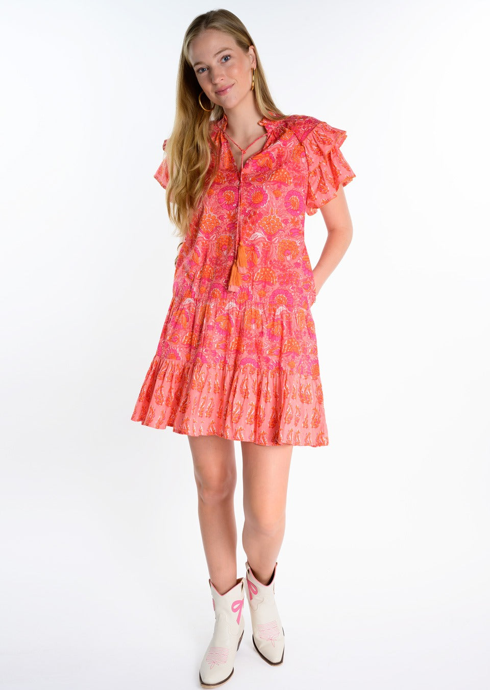 TWIN BLOCK PRINT DRESS