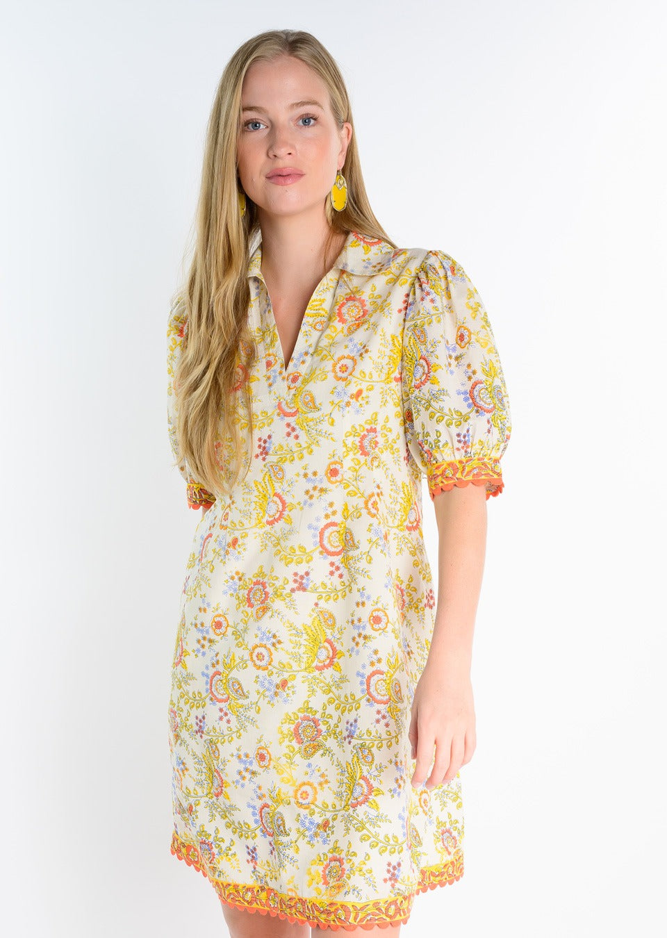 BORDER BLOCK SHIFT DRESS
