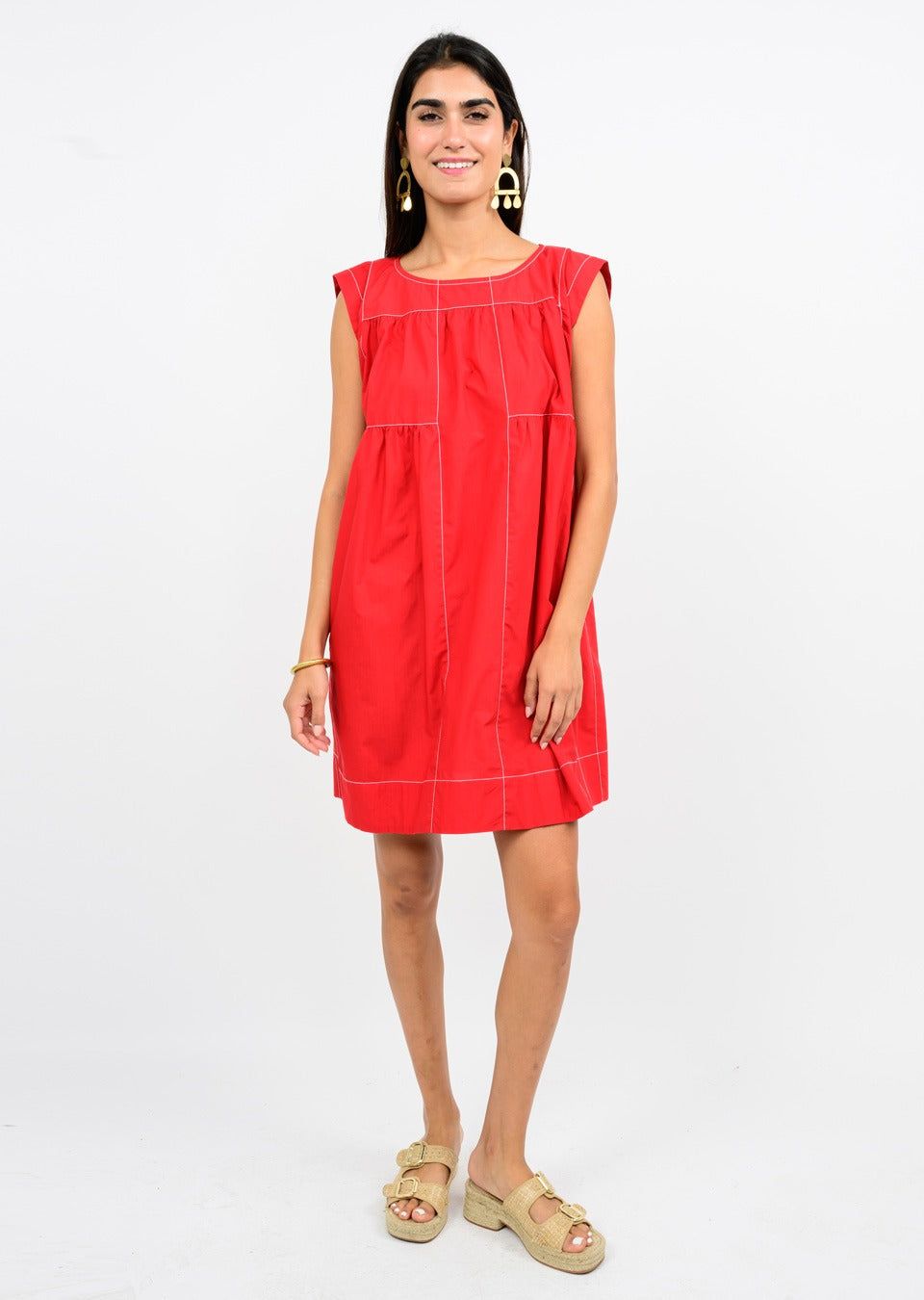 Topstitched Dress