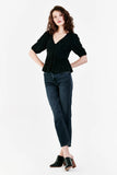 SUTTON PEPLUM TOP BLACK VELVET PETUNIA