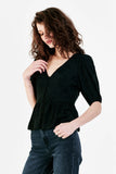 SUTTON PEPLUM TOP BLACK VELVET PETUNIA